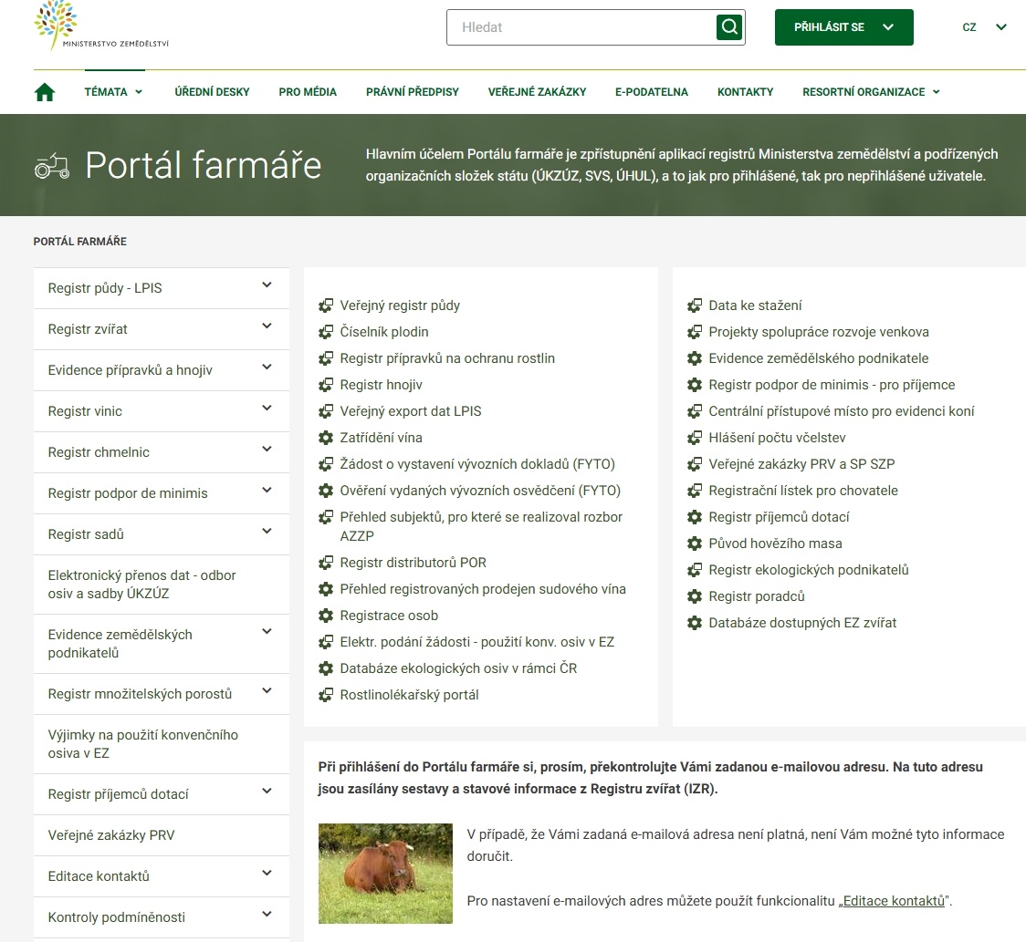 Zpracování evidence zemědělcům - 2
