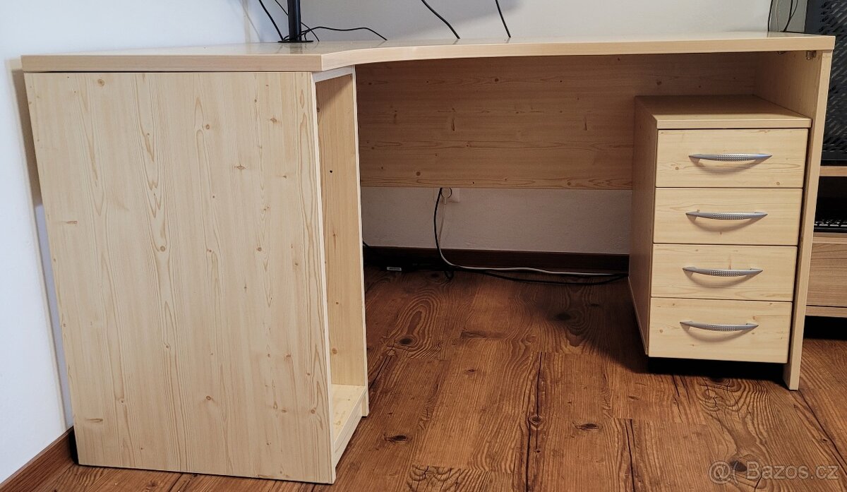 Rohový psací stůl s PC prostorem a šuplíky - 2