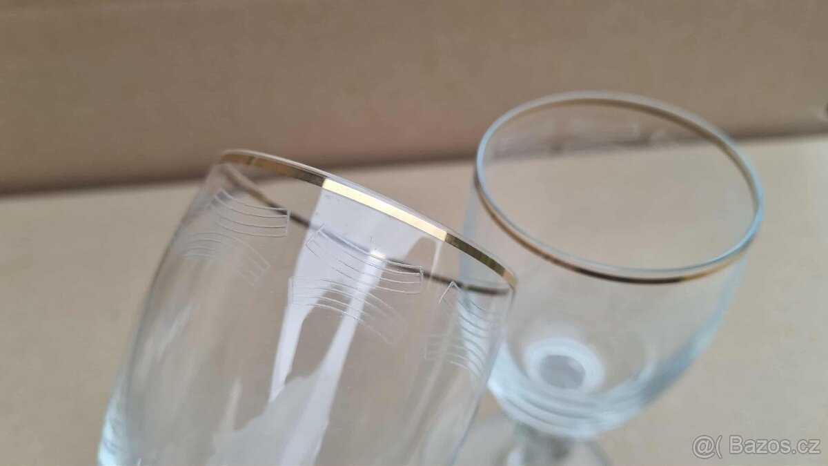 Skleničky pozlacené, broušené - 2