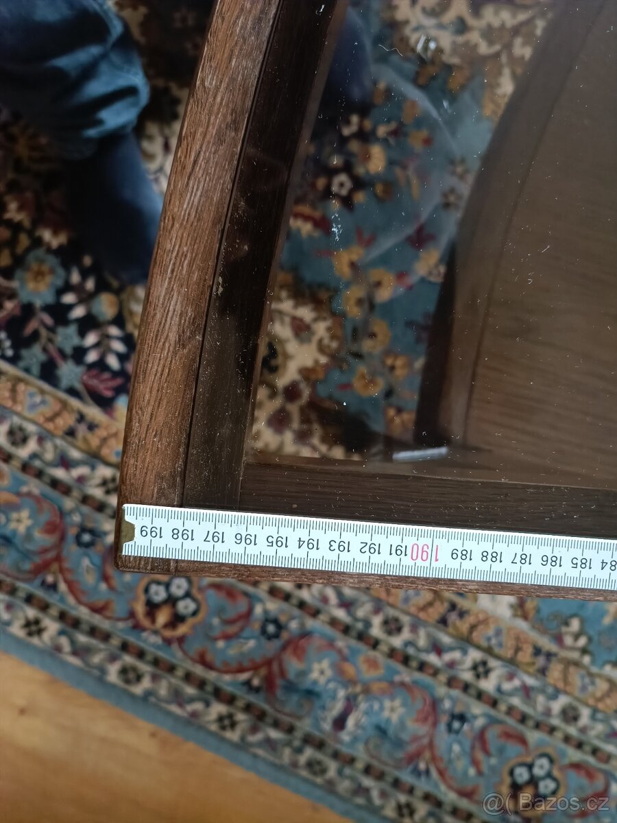 Stolek, 6 dílný, masiv - kouřové sklo - 2