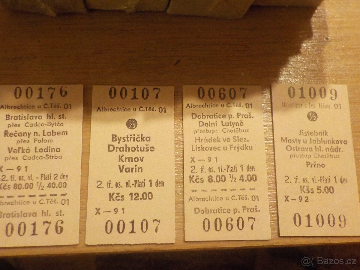 Staré vlakové jízdenky (chybotisk) - 2