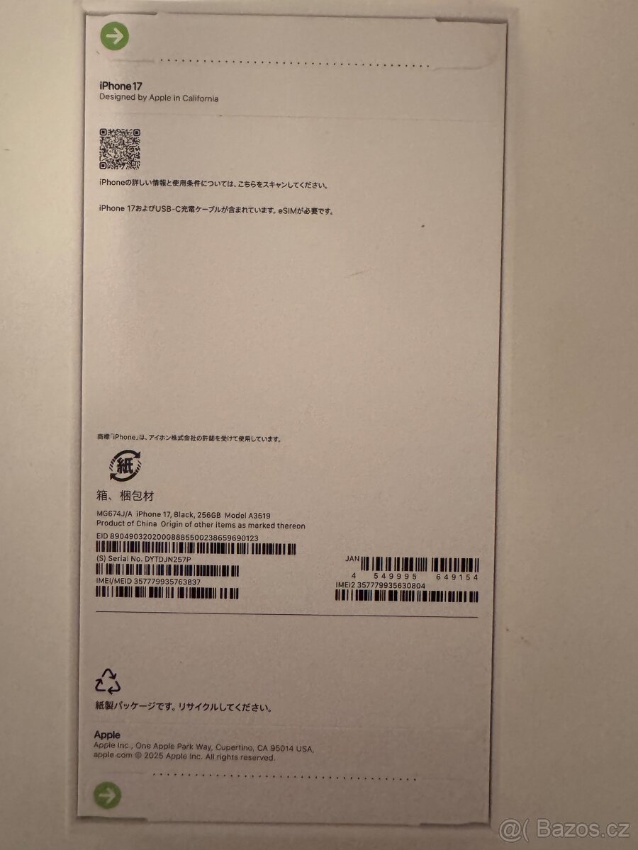 Novy Apple iPhone 17 256GB Black - 2