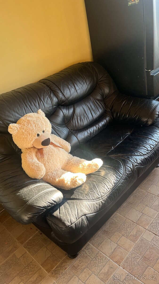 Kožená černá dvoumístná sedačka - 2