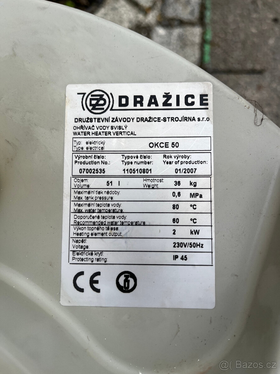 Bojler DRAŽICE OKCE 50 - 2