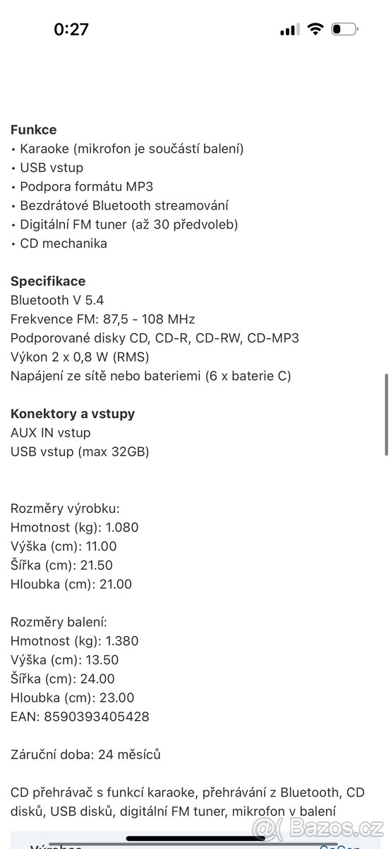 Dětské Rádio s CD a karaoke mikrofonem MAXIPES FÍK - 2