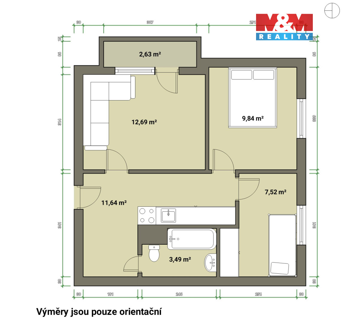 Pronájem bytu 3+1, 45 m², Karlovy Vary, ul. Krymská - 2