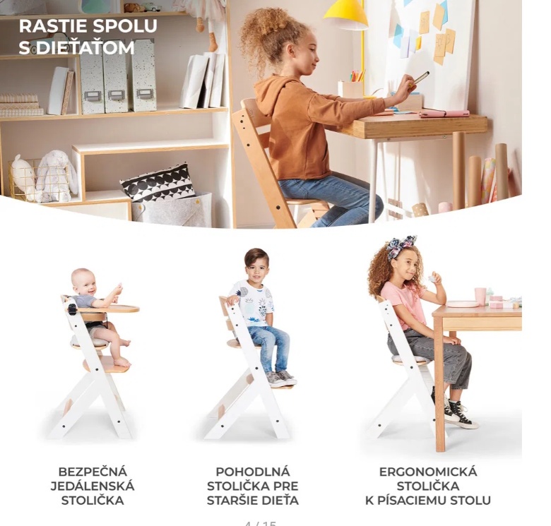 Dětská roustoucí židle bílá od 6 měsíců - 2