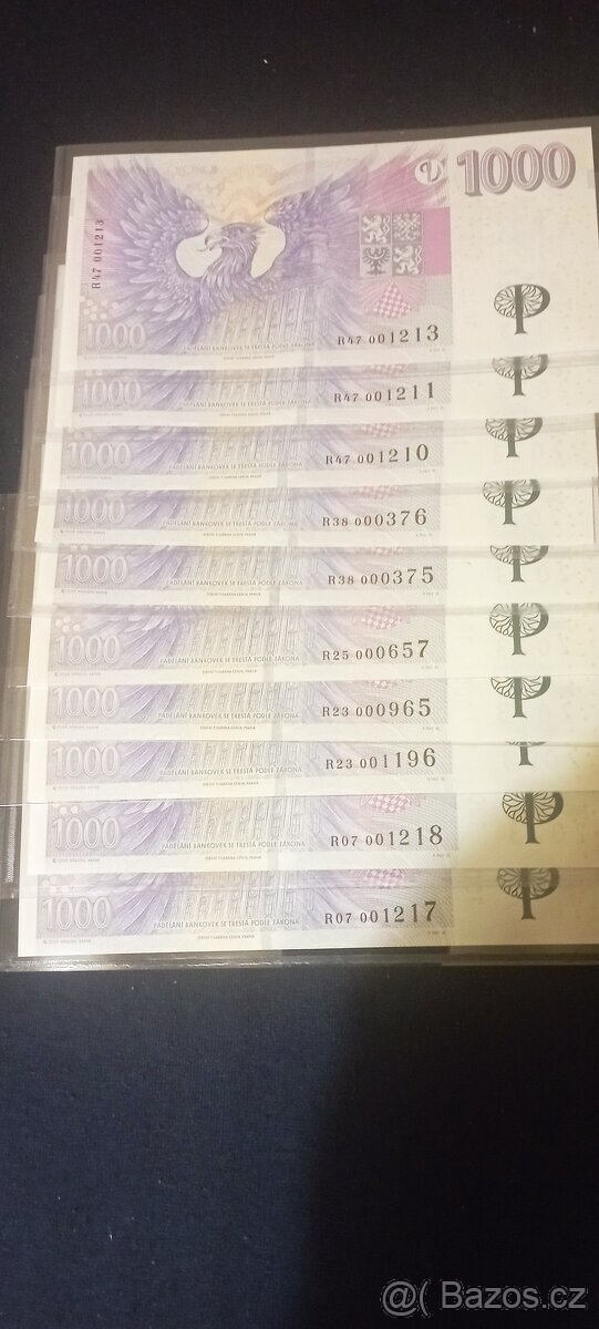 1000 Kč s přítiskem R07, R23, R25, R38, R47 - 2