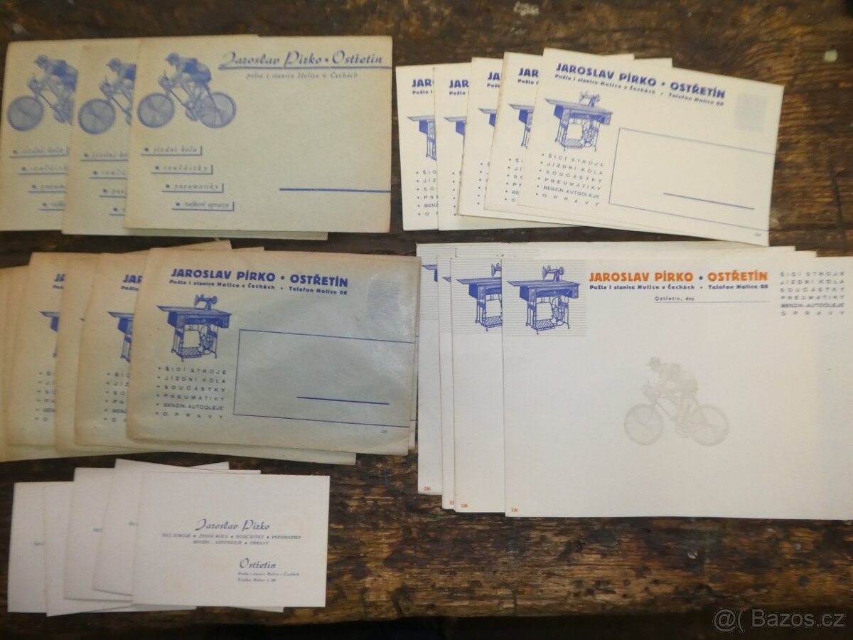 Staré korespondeční lístky Kolo, šicí stroj. - 2