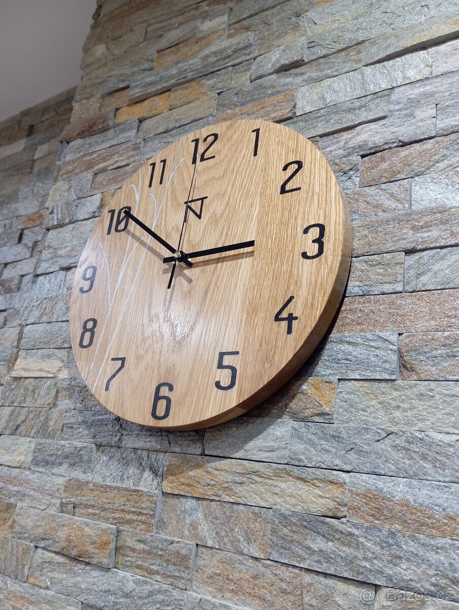 Hodiny masiv dub 35cm (2,5cm tl) Epoxid - 2