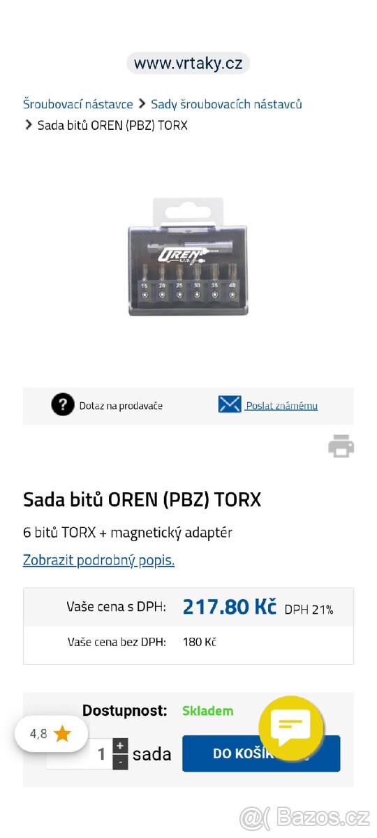 Sada bitů Torx OREN - 2