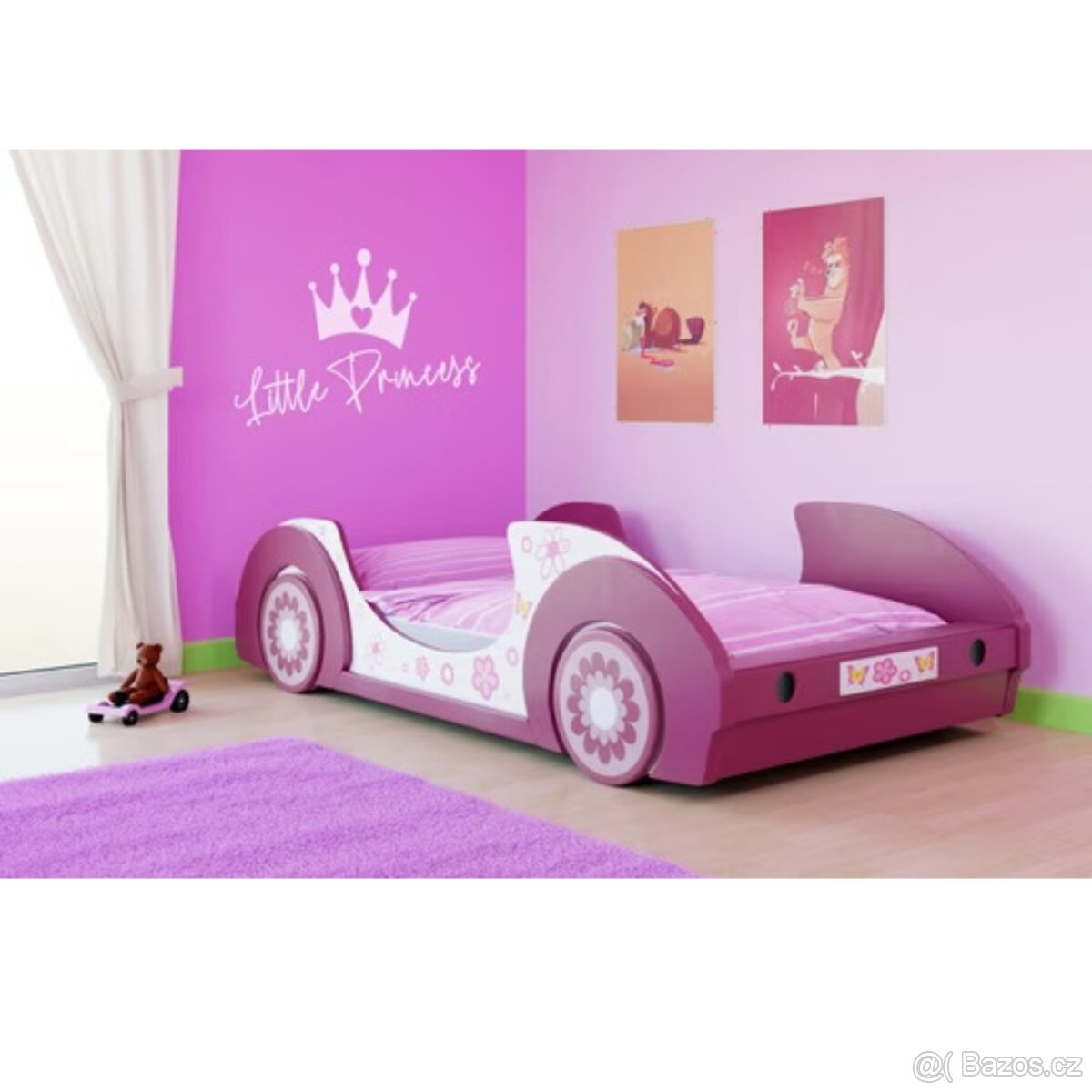 Dětská postel auto růžová - 2