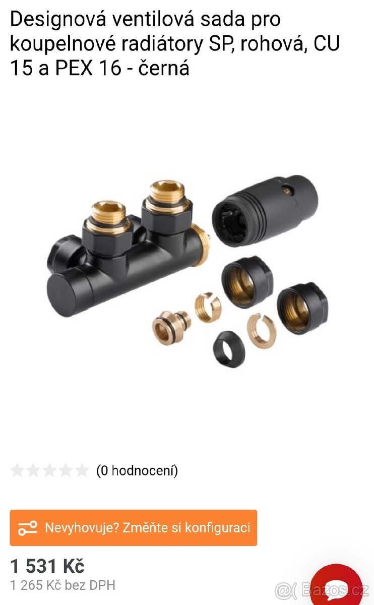 Designová ventilová sada pro koupelnové radiátory SP - 2