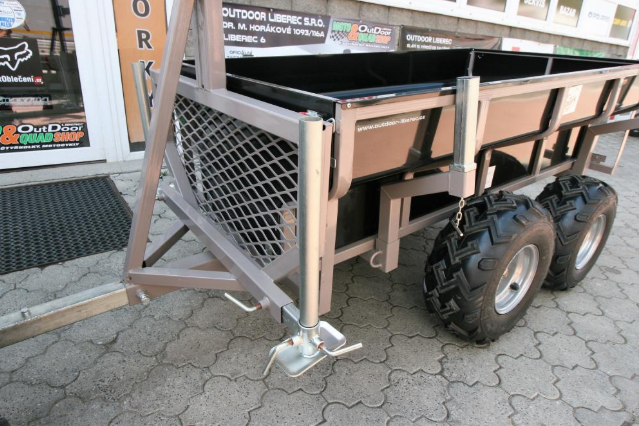 Vozík za čtyřkolku dvounápravový kovový, plechový SHARK WOOD - 2