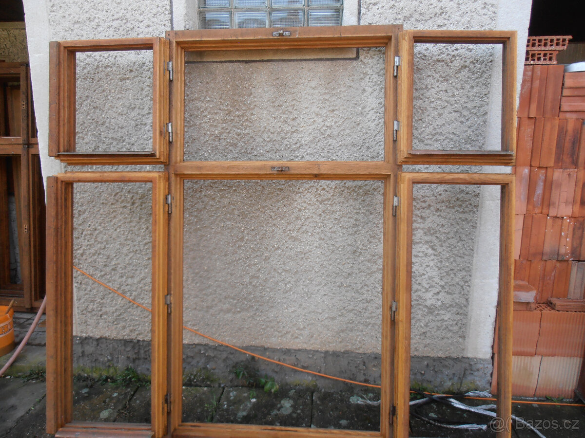 MASÍVNÍ DVOUKŘÍDLÉ DUBOVÉ OKNO 195X110 CM - 2