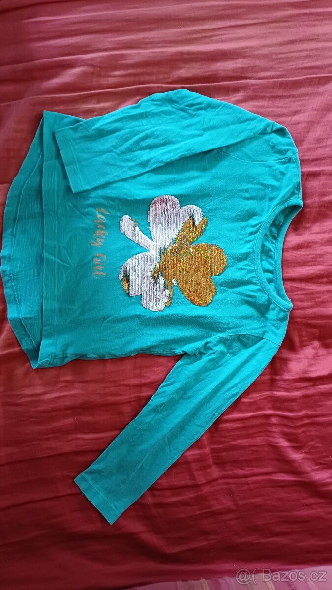 Tričko s flitry, velikost 98/104 - 2