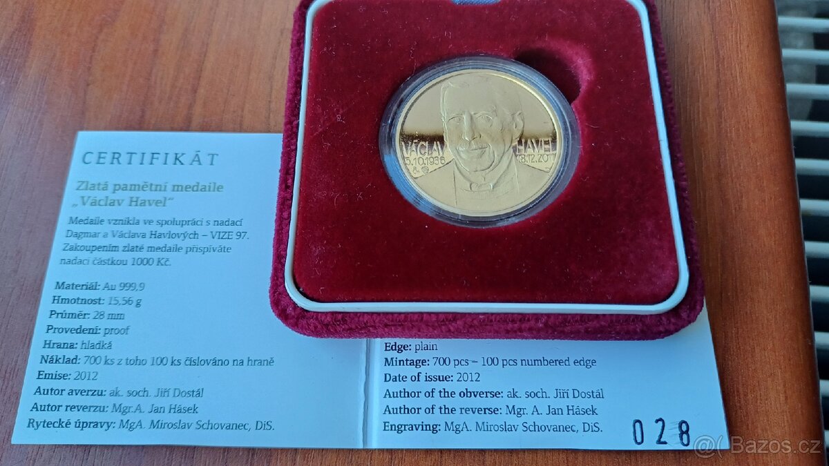 Pamětní medaile Václav Havel 2012 - 2
