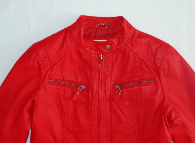 Červená bunda pravá kůže, vel. 38, zn. Sora - 2