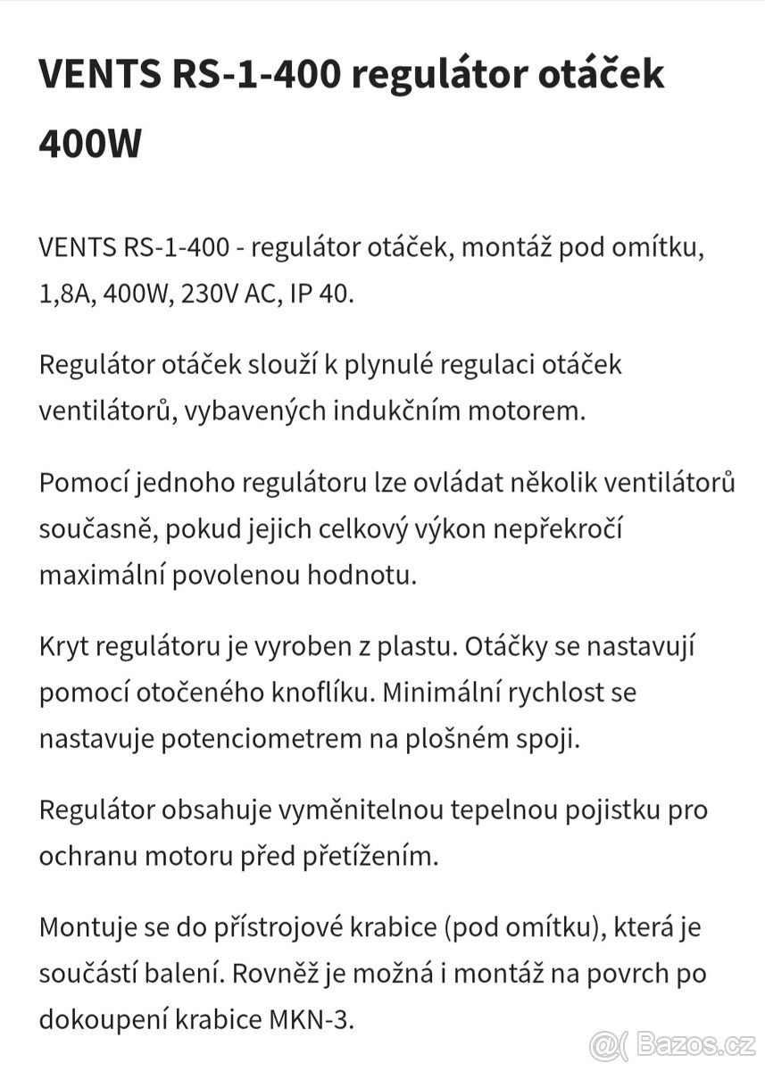 Regulátor otáček (novy) - 2
