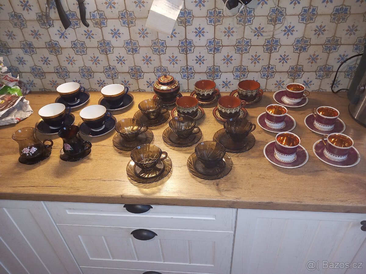 Retro čajový servis - mix druhů - 2