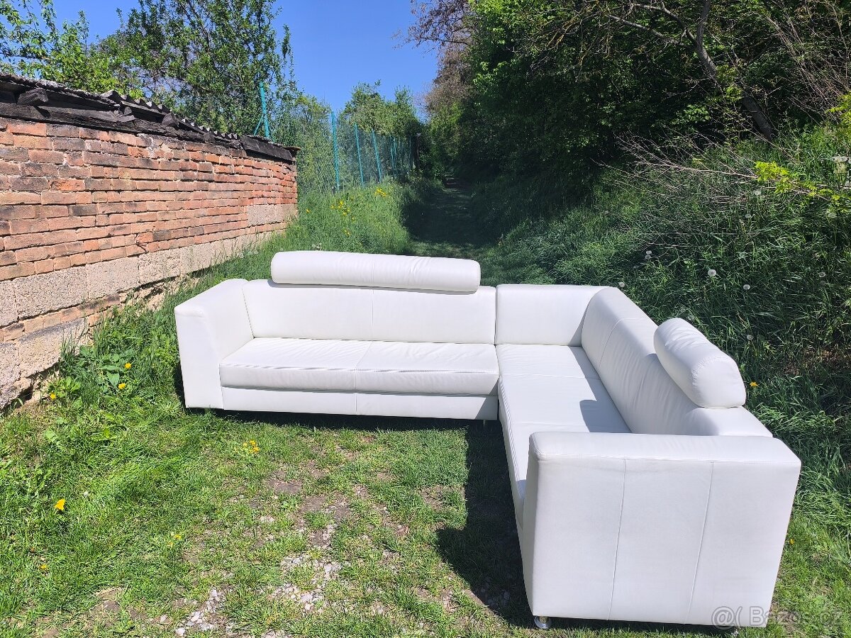 Sedací souprava do L kůže .Jako nová - 2