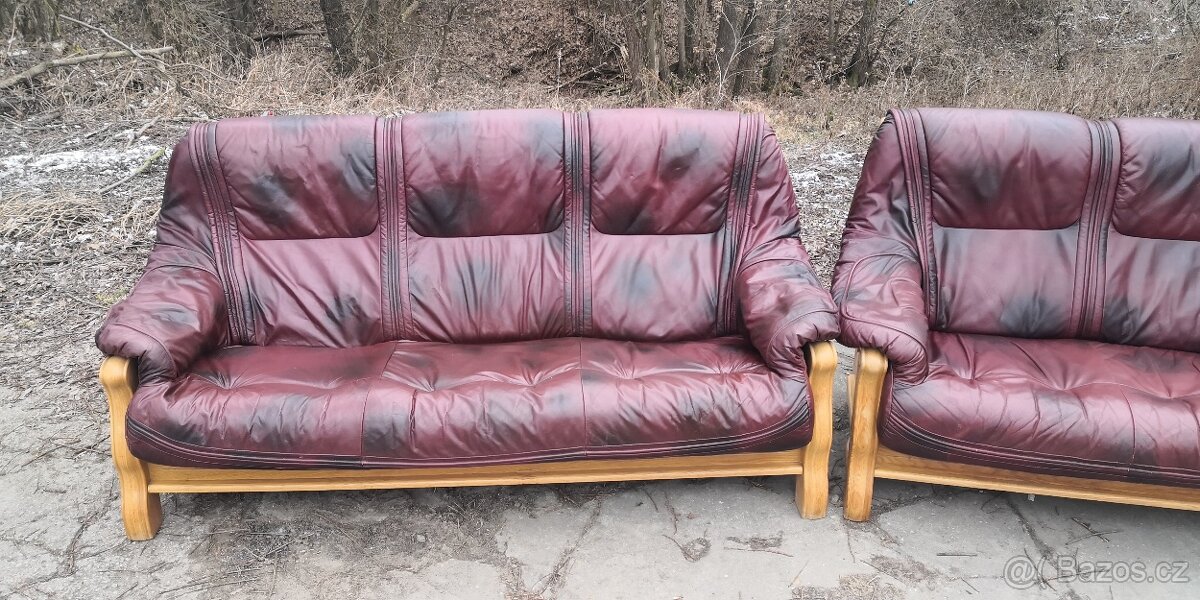 Kožená sedací souprava 3+2 TOP STAV - 2