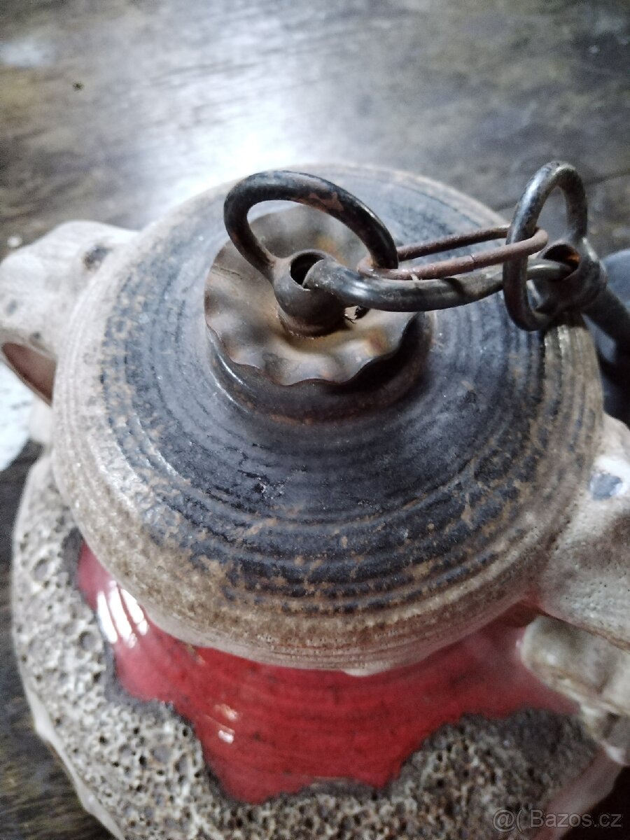 Starožitná keramická lampa, lustr - 2