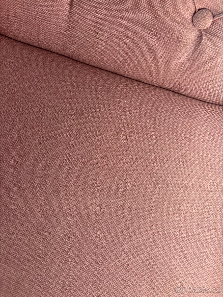 Růžové křeslo “ušák” s podnožkou - 2