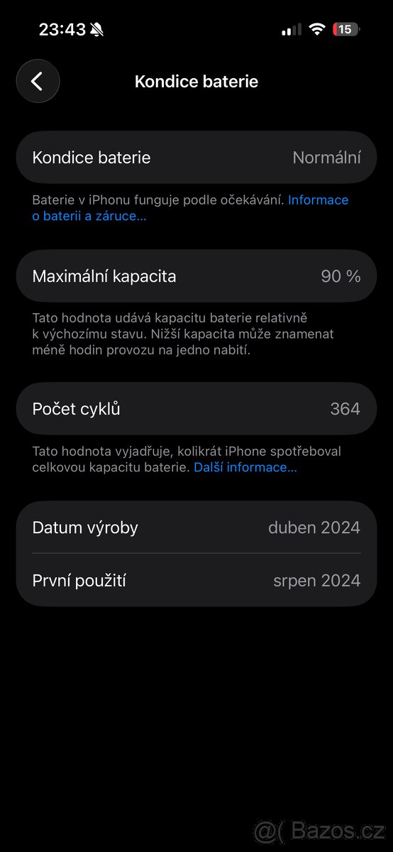 Iphone 15pro v TOP stavu záruka do 8.8.2027 - 2