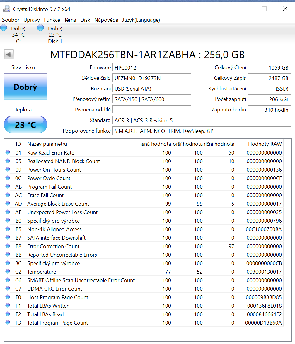 2,5" SSD 256GB Micron 1100 - 2