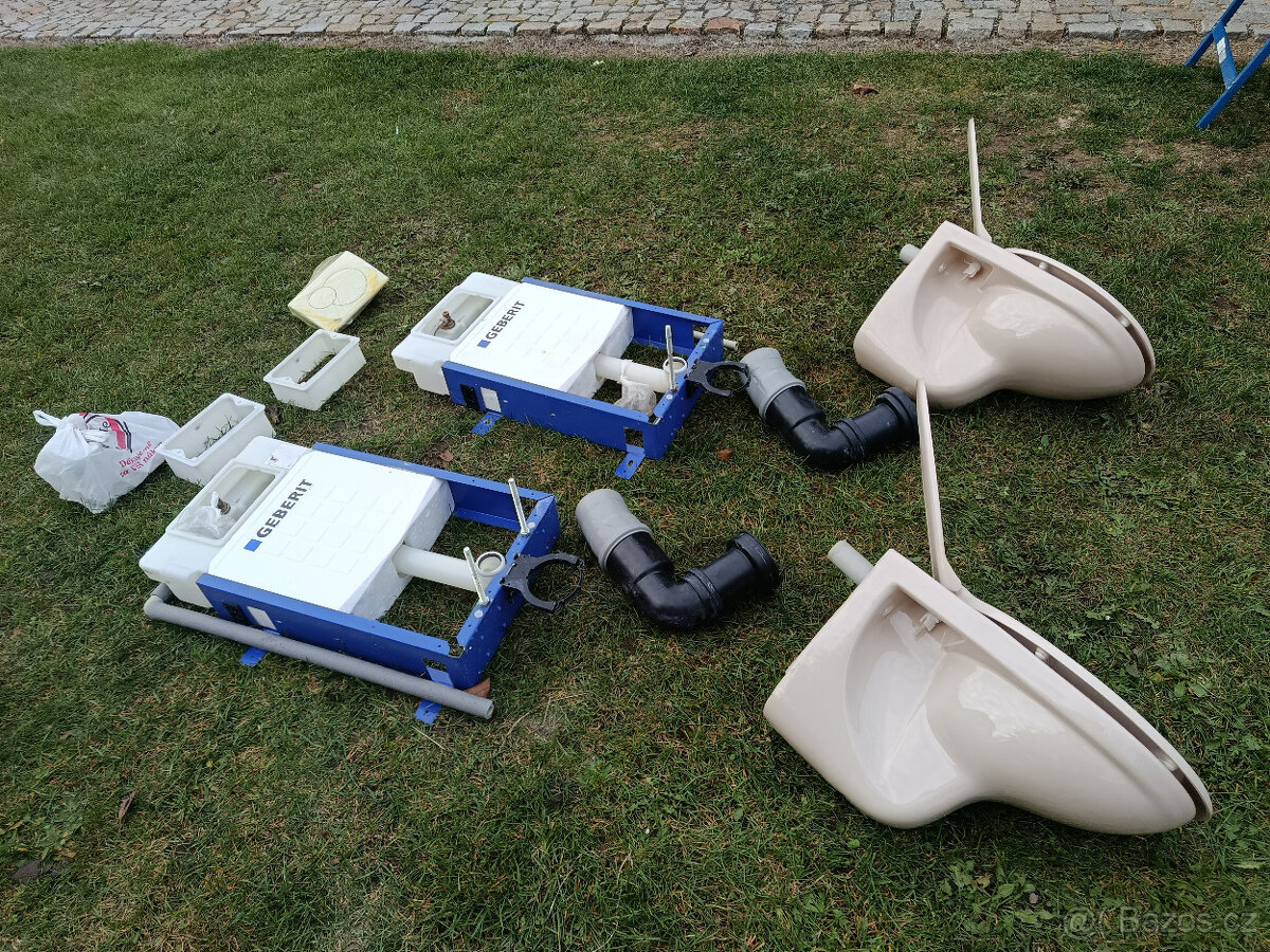 Prodám WC Geberit, umyvadla, desku s dřezem. - 2