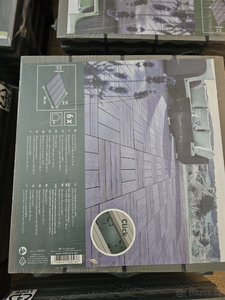 WPC dlaždice s CLICK systémem světle šedá 30 x 30 x 2,4 cm, - 2