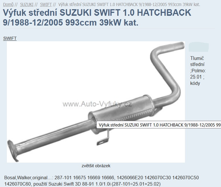 Výfuk střední díl na Suzuki Swift - 2