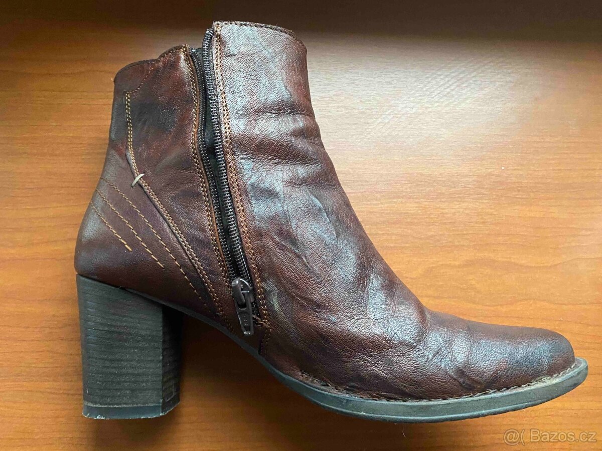 Kožené kotníkové boty na podpatku vel. 41 - 2