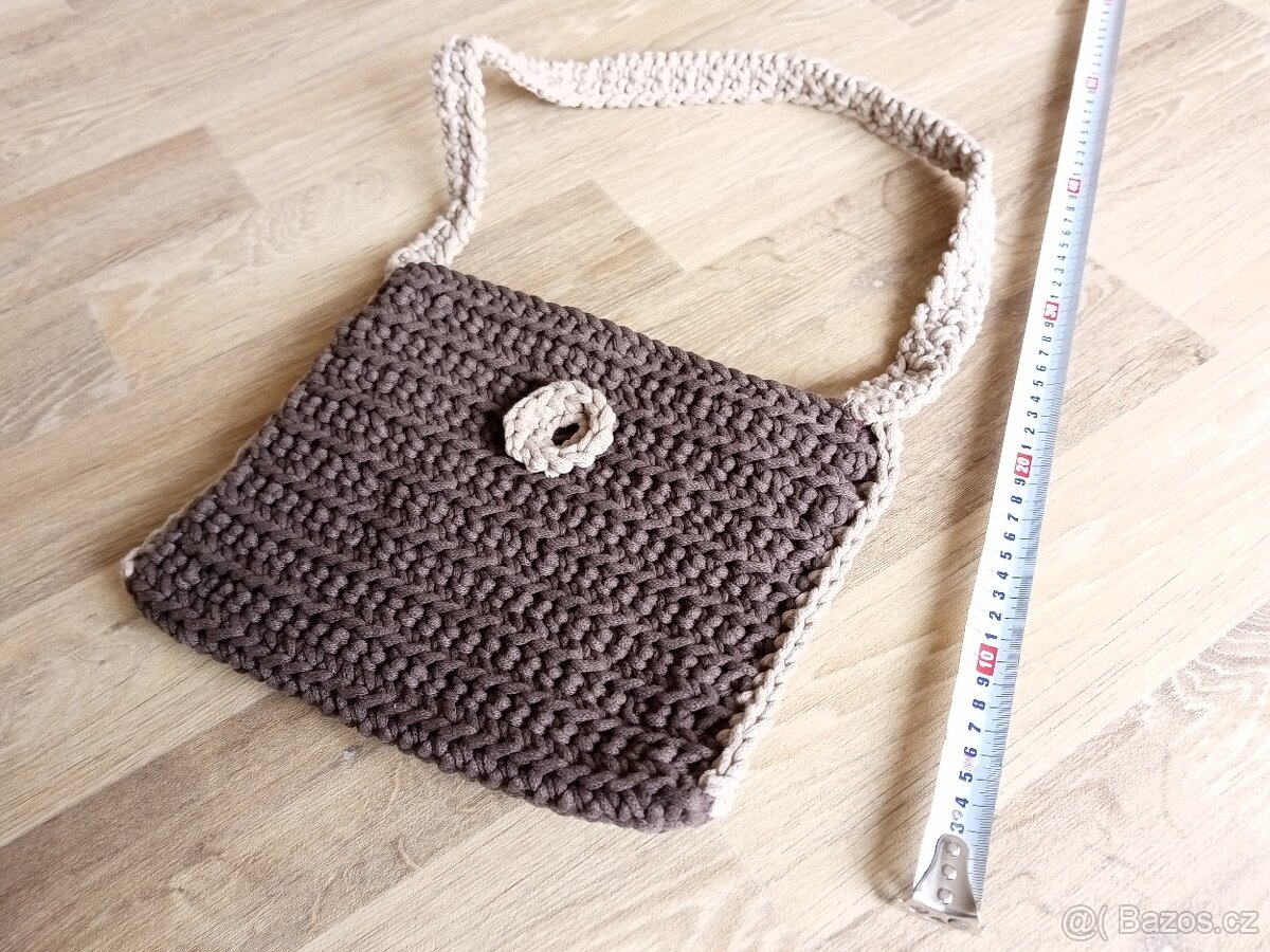 Béžovo hnědá dámská háčkovaná kabelka - nová - 2