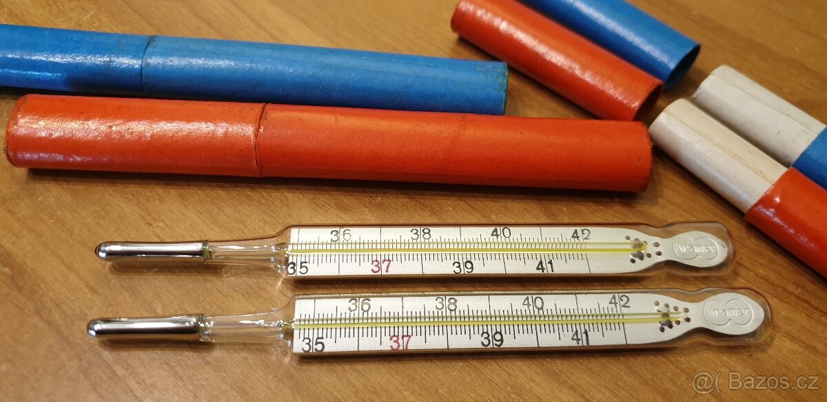 MINUTOVÝ RTUŤOVÝ TEPLOMĚR LÉKAŘSKÉ RETRO ART DECO - 2