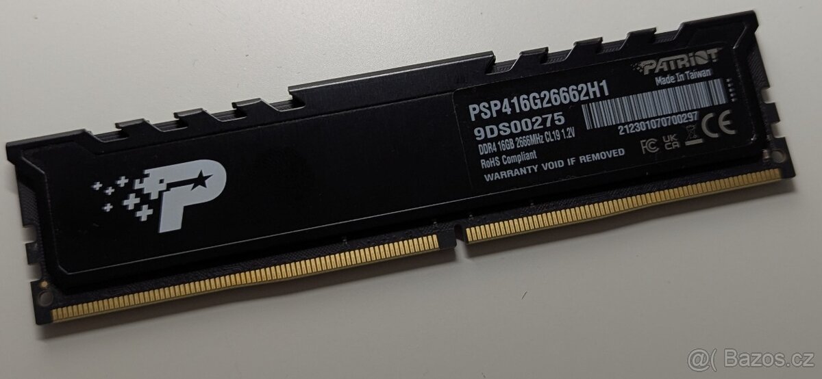 Paměť RAM DDR4 16GB (1x16GB) 2666mhz CL19 Patriot - 2