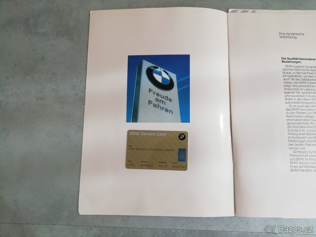 BMW E34 535i , E32 - Service Card - 2