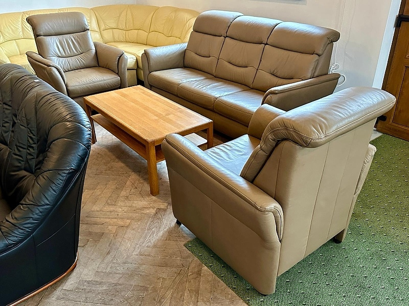 729 Kožená sedací souprava sedačka 3+1+1 s el. polohováním - 2