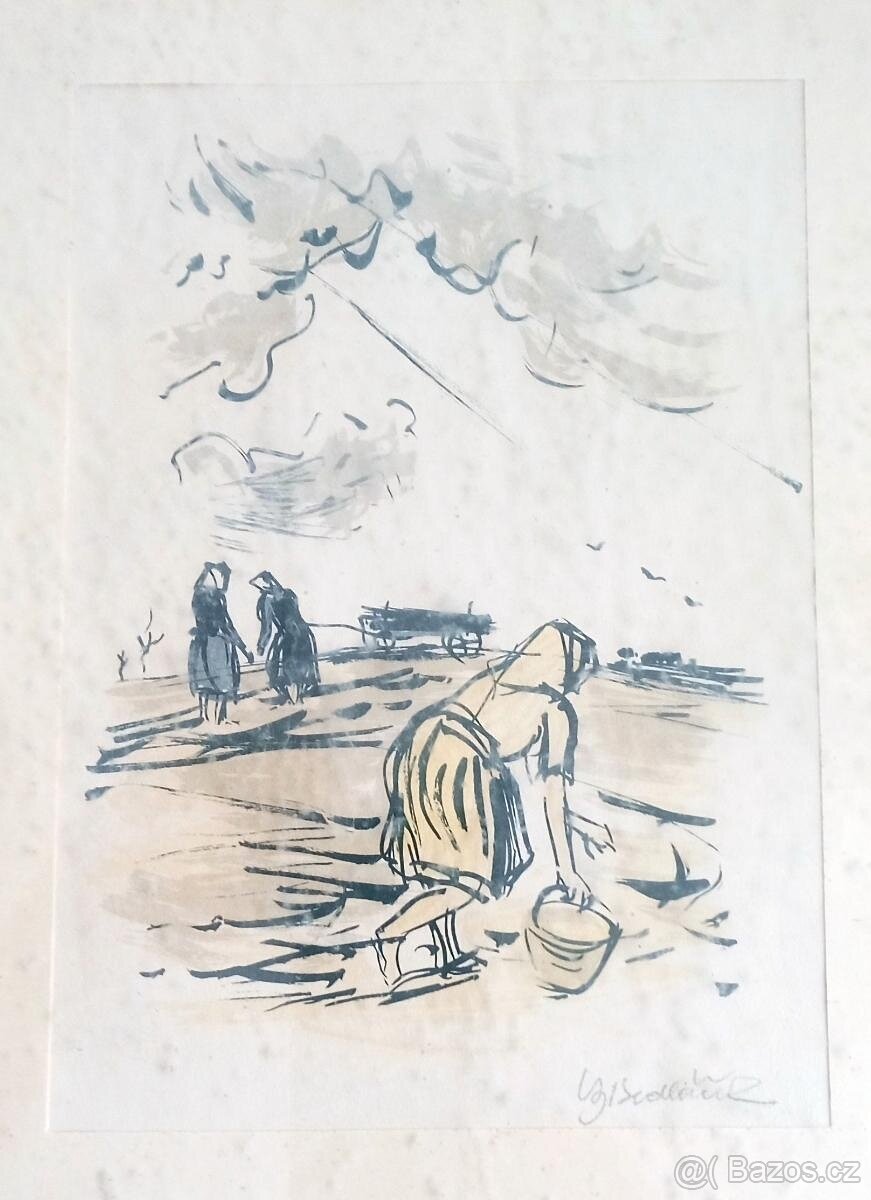 Vojtěch Sedláček - originál barevná litografie - 2