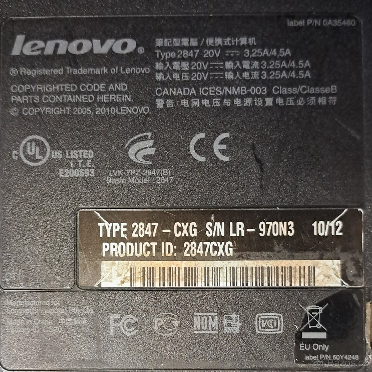 Náhradní díly - notebook Lenovo SL510 type 2847 - 2