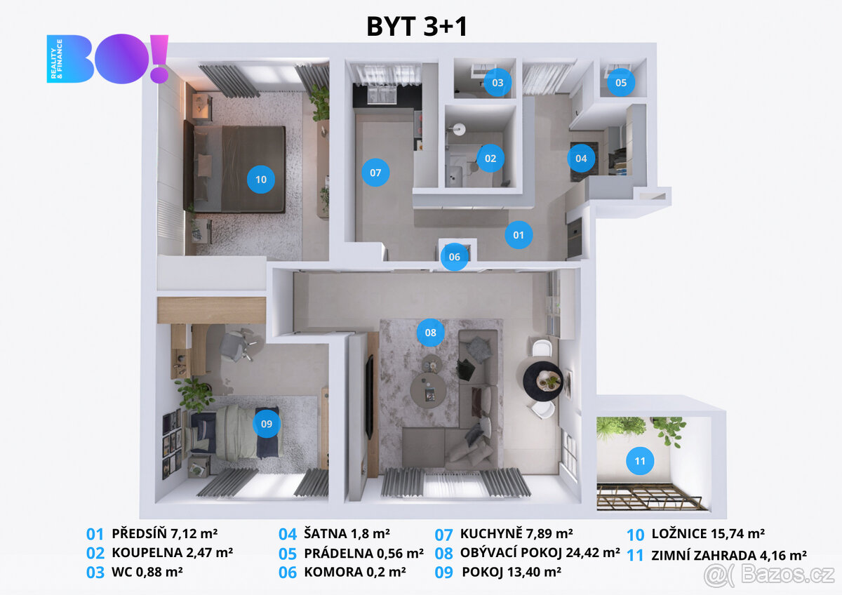 Pronájem bytu 3+1, 74 m², ul. Habrová, Třinec - 2