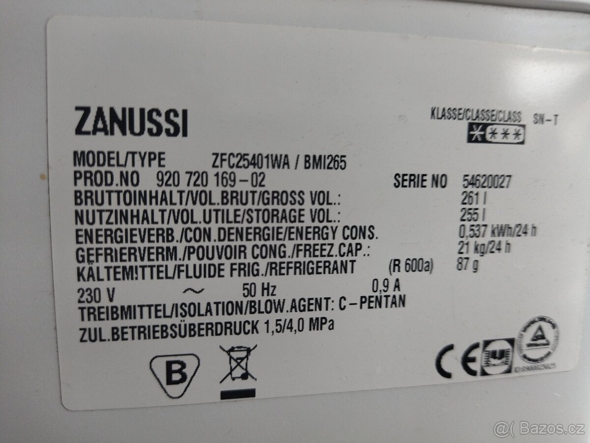 PULTOVÝ MRAZÁK ZANUSSI - 2