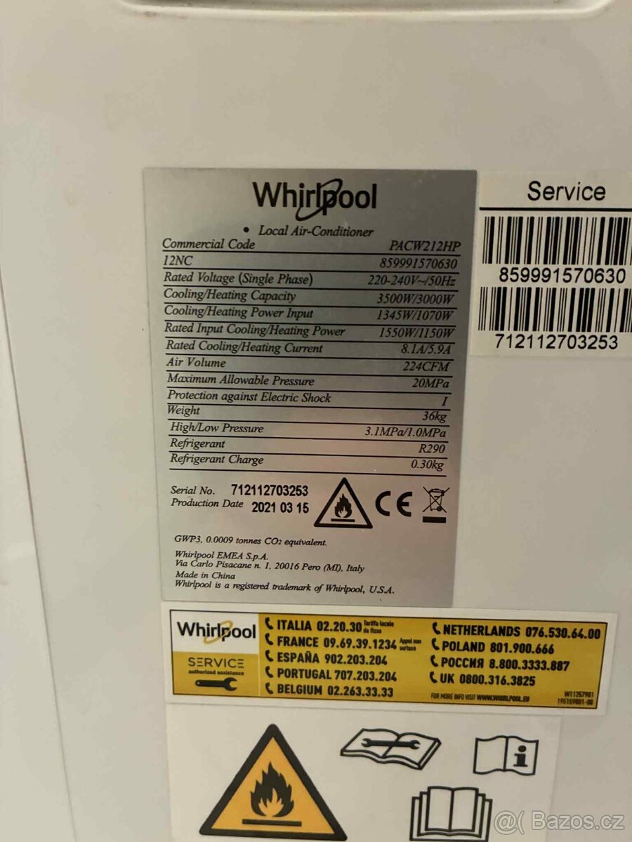 Mobilní klimatizace Whirlpool PACW212HP – plně funkční - 2