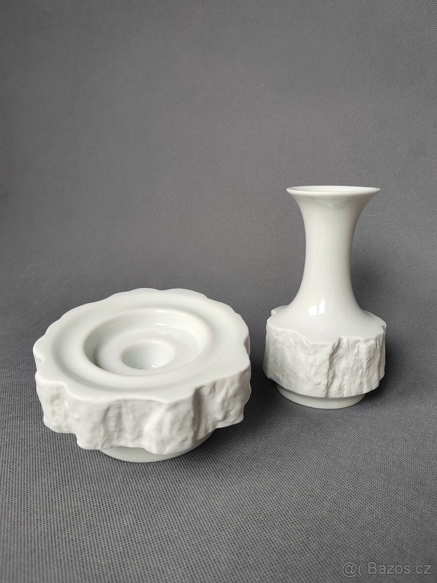 Sada neobvyklého porcelánu svícen+váza Bareuther Waldsassen - 2