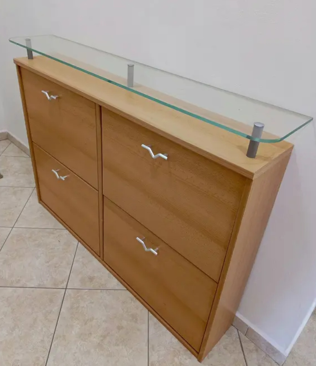 Botník se skleněnou poličkou 85x116x21 cm - 2