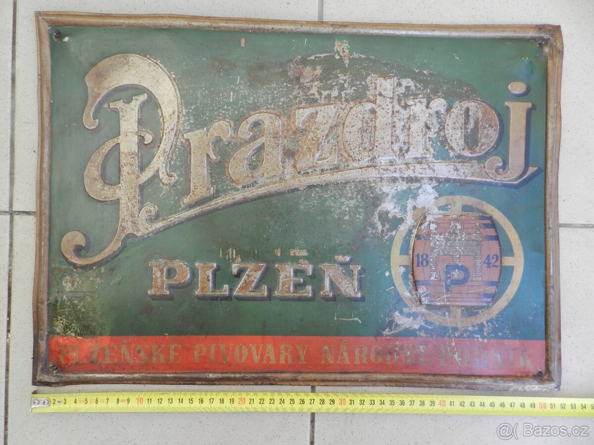 PLECHOVÁ CEDULE PRAZDROJ PLZEŇ 30 léta - ČSR - 2