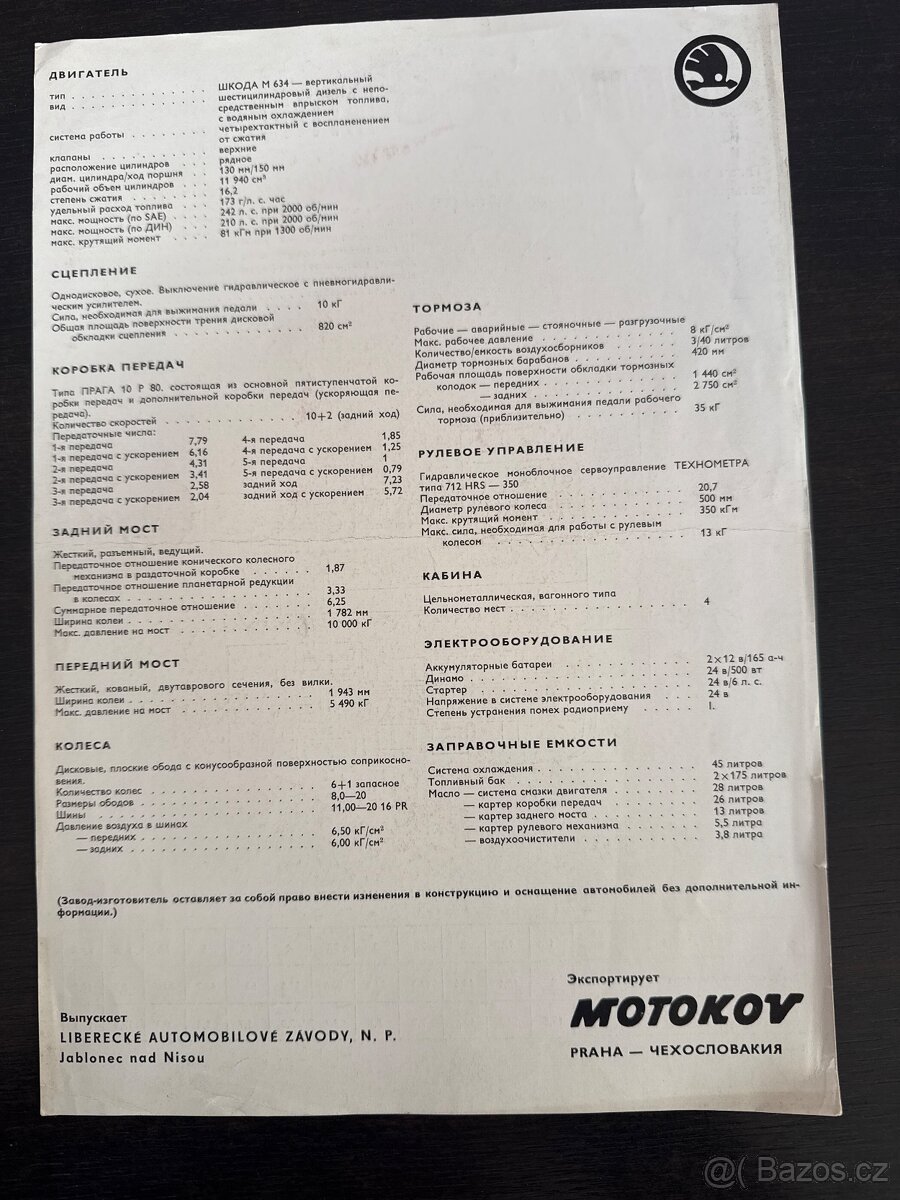 Prodám prospekt Škoda 706 MTTN 5 - 2