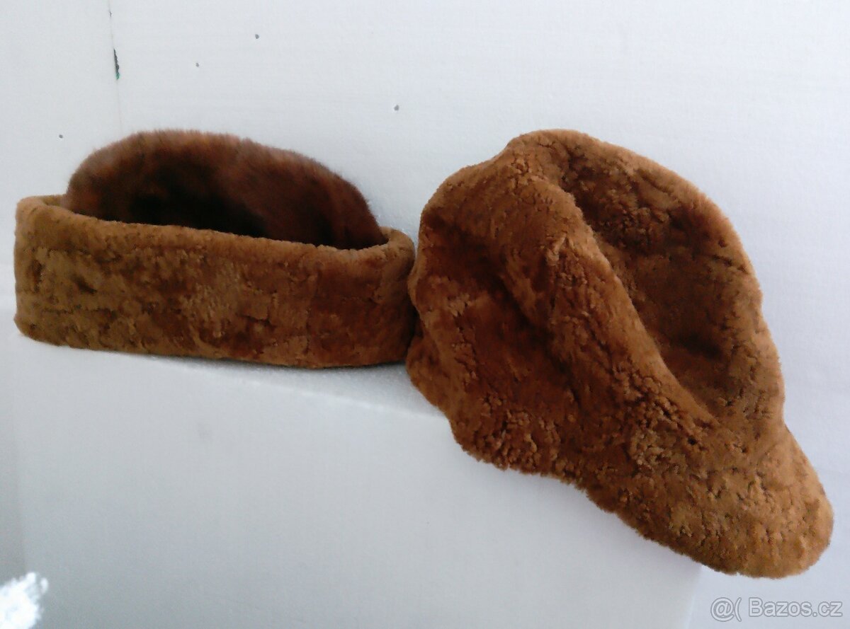 Kožich ,pánský stříhaný beran+ 2cepice - 2
