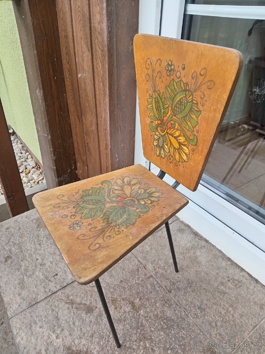 Retro malovaná dětská židlička - 2